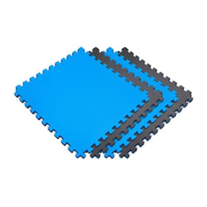Blue/Black 24 in. x 24 in. EVA Foam Sport Multi-Purpose Reversible Interlocking Tile (24-Tile)