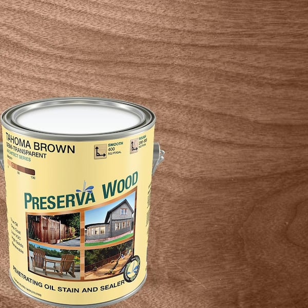 Preserva Wood 1 gal. Semi-Transparent Oil-Based Tahoma Brown Exterior Wood Stain