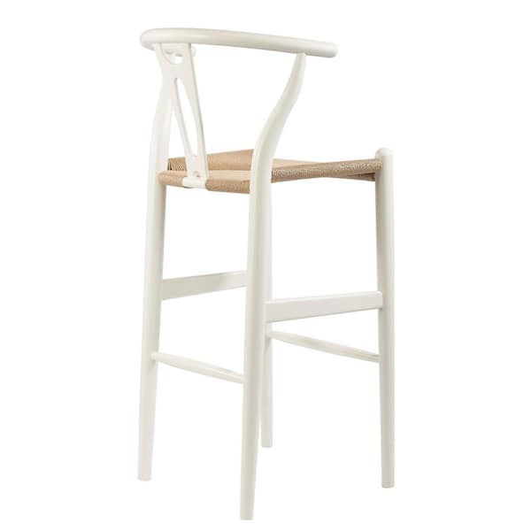 Baxton Studio Wishbone White Finish Wood Bar Stool 28862 4597 HD