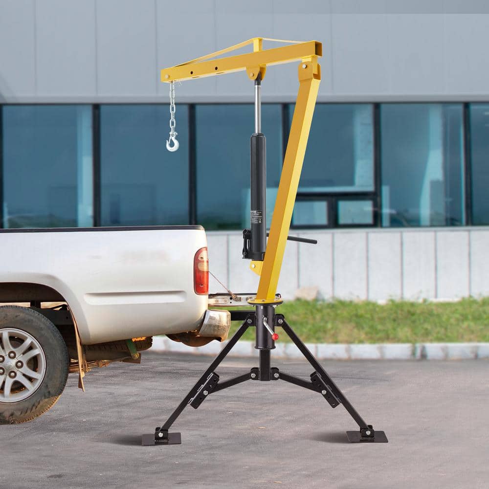 Heavy-Duty Yellow and Black Hydraulic Pickup Truck Crane