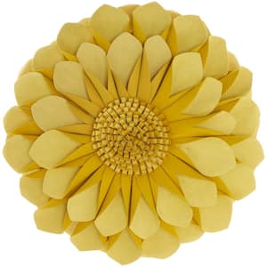 Sofia Yellow Floral 14 in. x 14 in. Throw Pillow
