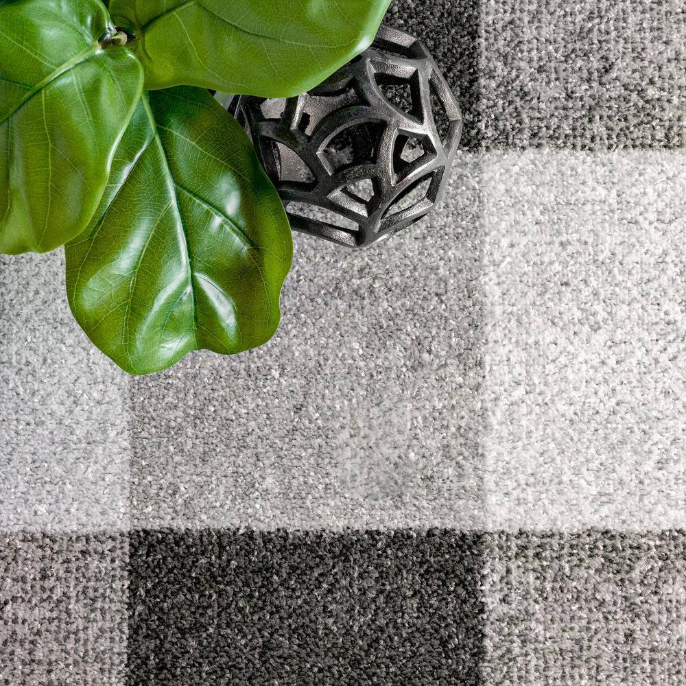 Farmhouse Country 4' x 6' Gray Buffalo Plaid Washable Rug