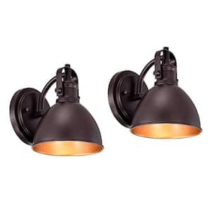 2-Pack 6 in. Oil Rubbed Bronze Wall Sconce Indoor Hardwired Farmhouse Barn Light Gooseneck Wall Light for Vanity Bedroom