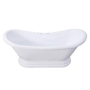 Aqua Eden 69 in. x 28 in. Acrylic Clawfoot Pedestal Bathtub in Glossy White with 7 in. Faucet Drillings
