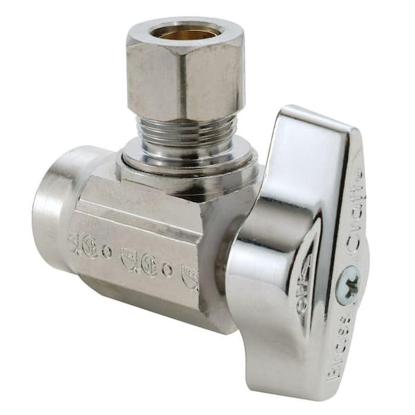 BrassCraft 1/2 in. Nominal Sweat Inlet x 3/8 in. O.D. Compression Outlet Brass 1/4-Turn Angle Ball Valve (5-Pack)