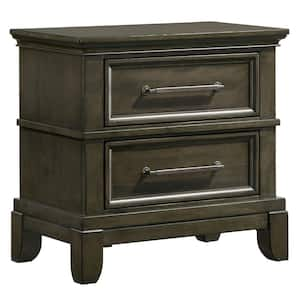 Emery Point 2-Drawer Gray with Care Kit Nightstand (25.5 in. H x 25.75 in. W x 15.63 in. D)