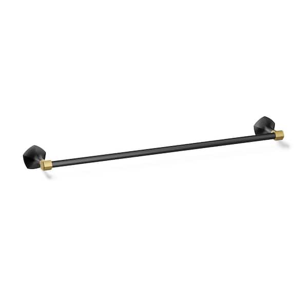 KOHLER Occasion 24 in. Wall Mounted Single Towel Bar in Matte Black with Moderne Brass