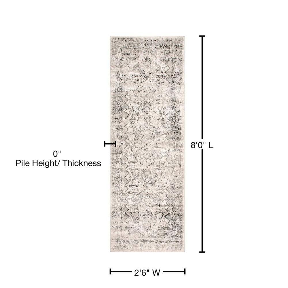 Silver Medallion Easy Care Synthetic Runner Rug, 2' 6" x 8'