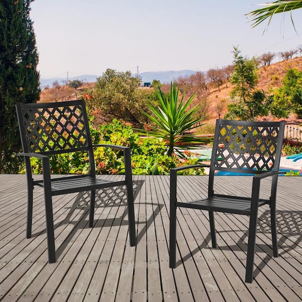 Nuu Garden Stacking Wrought Iron, Outdoor Furniture Wrought Iron Dining Sets