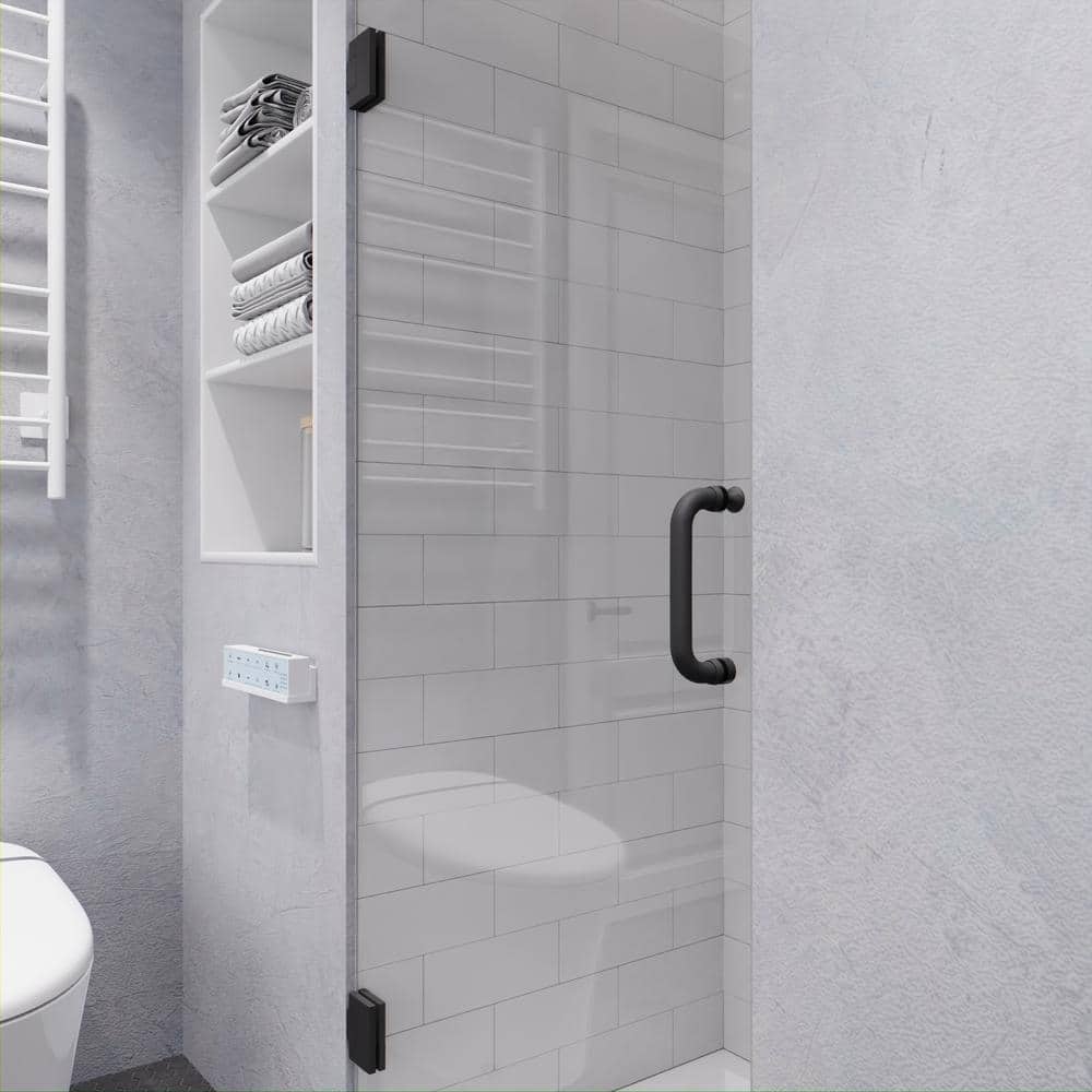 Gunmetal Frameless 30" x 72" Hinged Shower Door with Handle