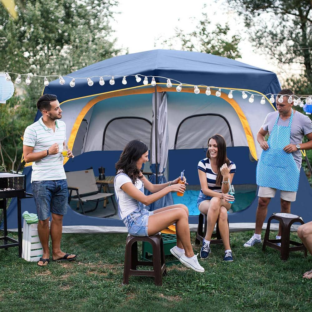 Deep Blue 8-Person Dome Camping Tent with 2 Doors