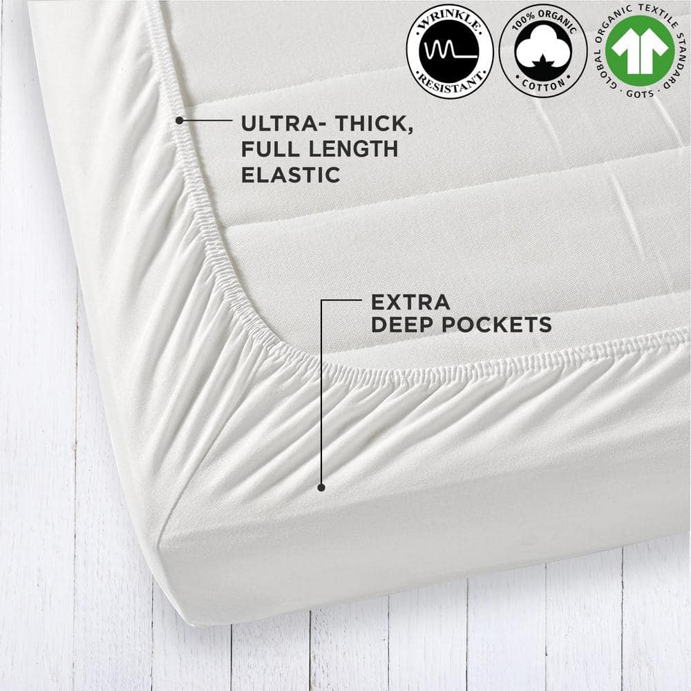 Twin XL Size Premium Cotton Fitted Sheet Only 300 Thread Count Pure Natural Cotton Fabric 15 Deep Pocket,Breathable,Ultra Soft & Silky TXL,White