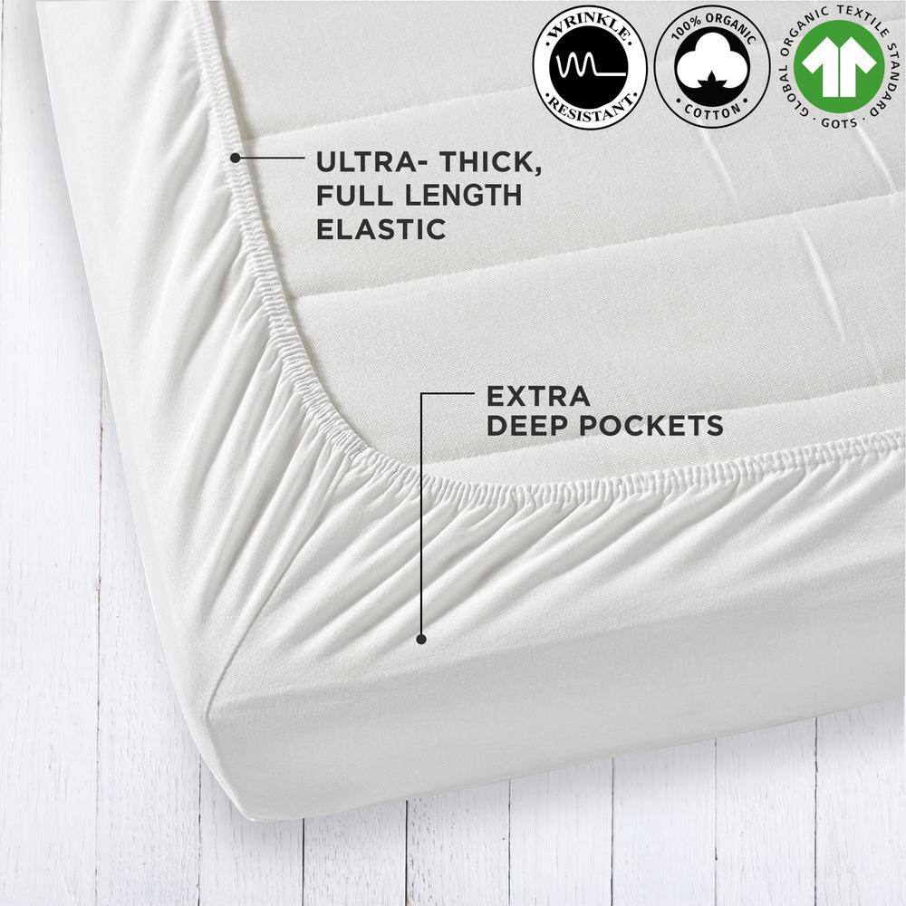 Organic Cotton Deep Pocket Fitted Sheet Twin Size - Natural