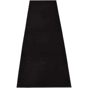 Euro Solid Black 26 in. Width x Your Choice Length Custom Size Runner Rug