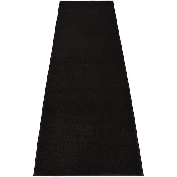 RugStylesOnline Euro Solid Black 26 in. Width x Your Choice Length Custom Size Runner Rug