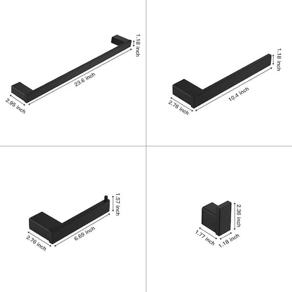 5-Piece Bathroom Hardware Set w/Towel Bar Set, Stainless Steel 5-Piece Wall Mounted Bathroom Accessories Set Matte Black