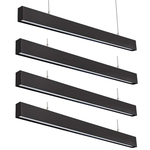 4ft. Black 3000K/4000K/5000K Selectable, 250-Watt Equivalent 50-Watt 6000LM, 0-10V Dimmable, LED Linear Light (4-Pack)