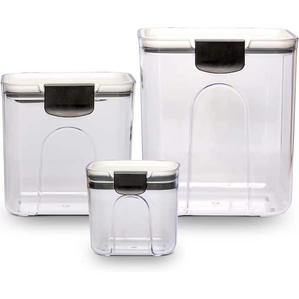 Cheer Collection 3 Piece Set of Airtight Food Storage Plastic Containers, Clear