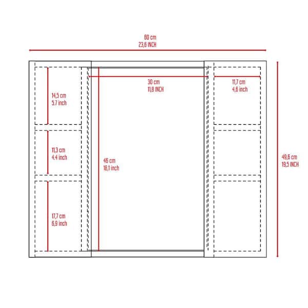 cadeninc 23.6 in. W x 19.5 in. H Bathroom Surface Mount Medicine Cabinet with Double Door, Mirror,1-Shelf in Light Gray