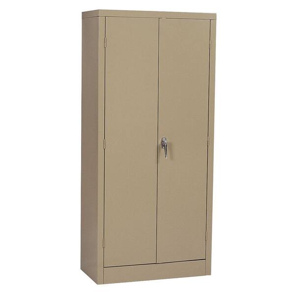 Edsal 66 in. H x 30 in. W x 15 in. D 4-Shelf Steel Freestanding Double Door Storage Cabinet in Tan