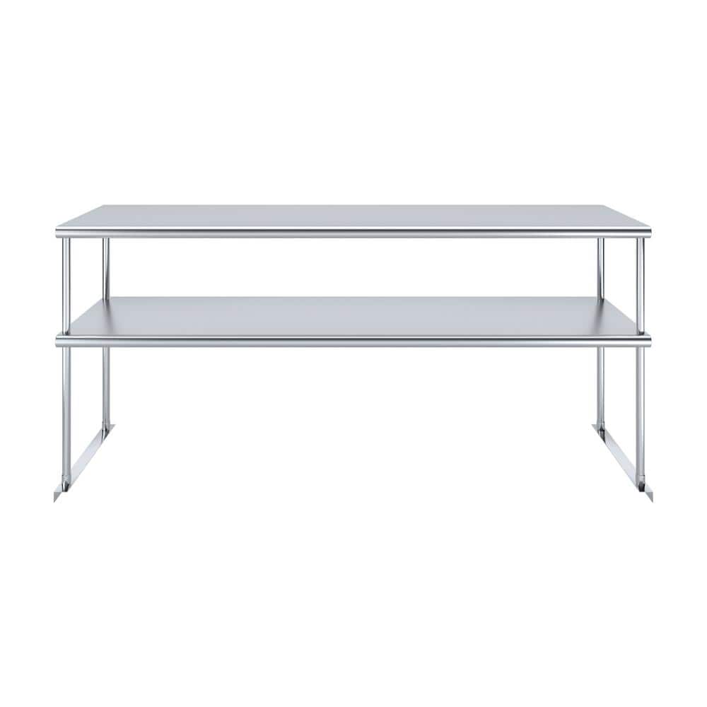 72" Stainless Steel Double-Tier Overshelf for Work Table