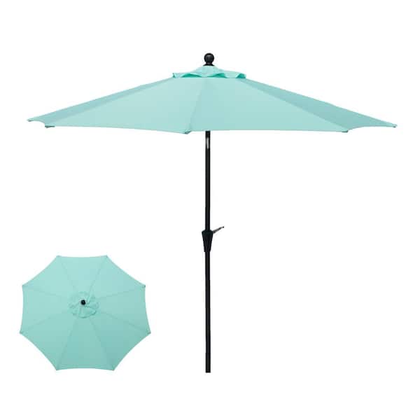 Suna OUTDOOR 9 ft. Market Aluminum Crank and Tilt Patio Umbrella in blue