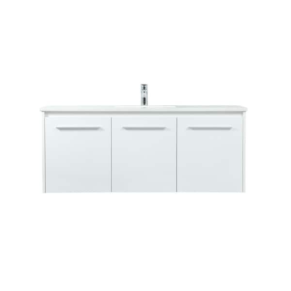 Unbranded Timeless Home 48 in. W Single Bath Vanity in White with Engineered Stone Vanity Top in Ivory with White Basin