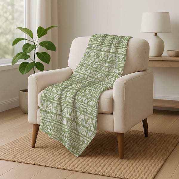 Premium Machine Washable ASB907 Green 50 in. x 70 in. Sherpa Throw Blanket