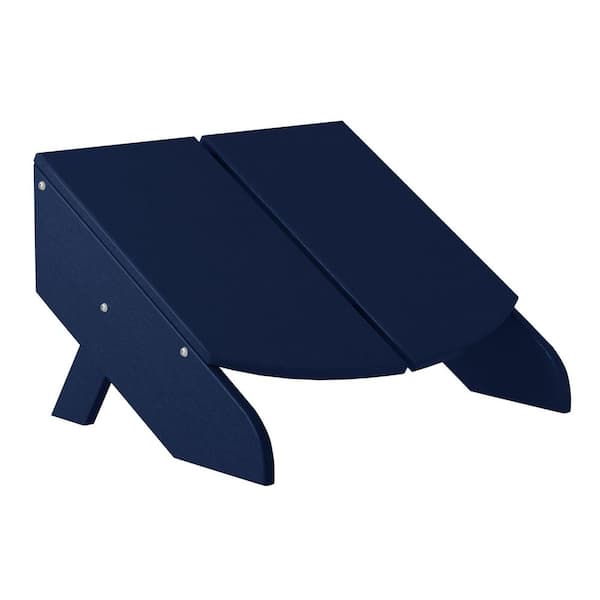 Coastin Navy Blue Poly Plastic Outdoor Patio Weather Resistant Modern Foldable Adirondack Chair Ottoman