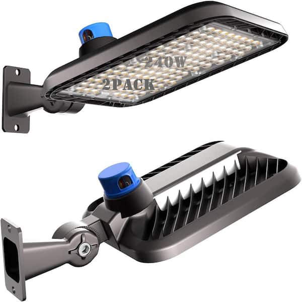 36000 Lumens Dusk to Dawn 240-Watt LED Parking Lot Light , 1000-Watt Equivalent Arm Mount Parking Lot Light (2-Pack)
