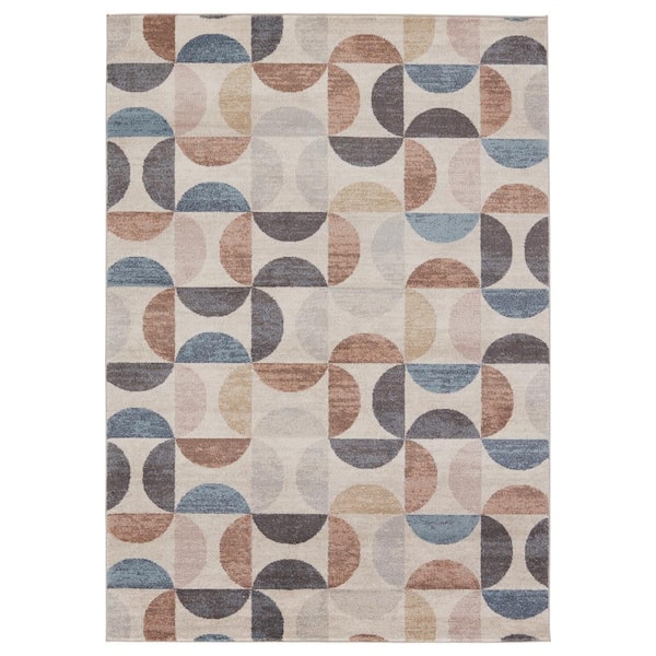 Jaipur Living Abrielle Cream/Multicolor 6 ft.7 in. x 9 ft.6 in. Geometric Rectangle Area Rug