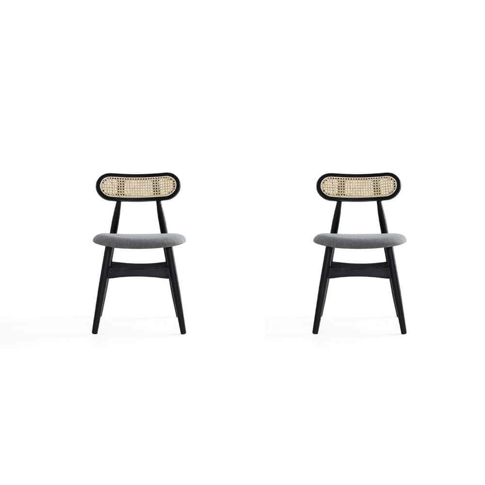 High Gray Wood and Cane Side Chair
