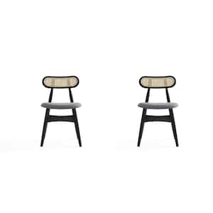 Colbert Black, Cane and Grey Dining Side Chair (Set of 2)