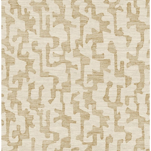 Cipher Chestnut Geometric Faux Grasscloth Wallpaper