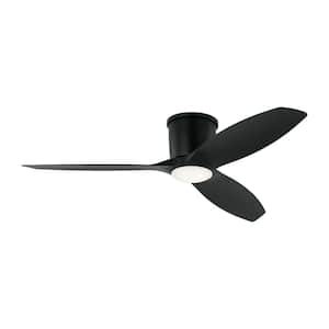 Titus 52 in. Modern Integrated LED Indoor/Outdoor Midnight Black Hugger Ceiling Fan with Black Blades and Remote Control