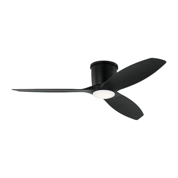 Generation Lighting Titus 52 in. Modern Integrated LED Indoor/Outdoor Midnight Black Hugger Ceiling Fan with Black Blades and Remote Control