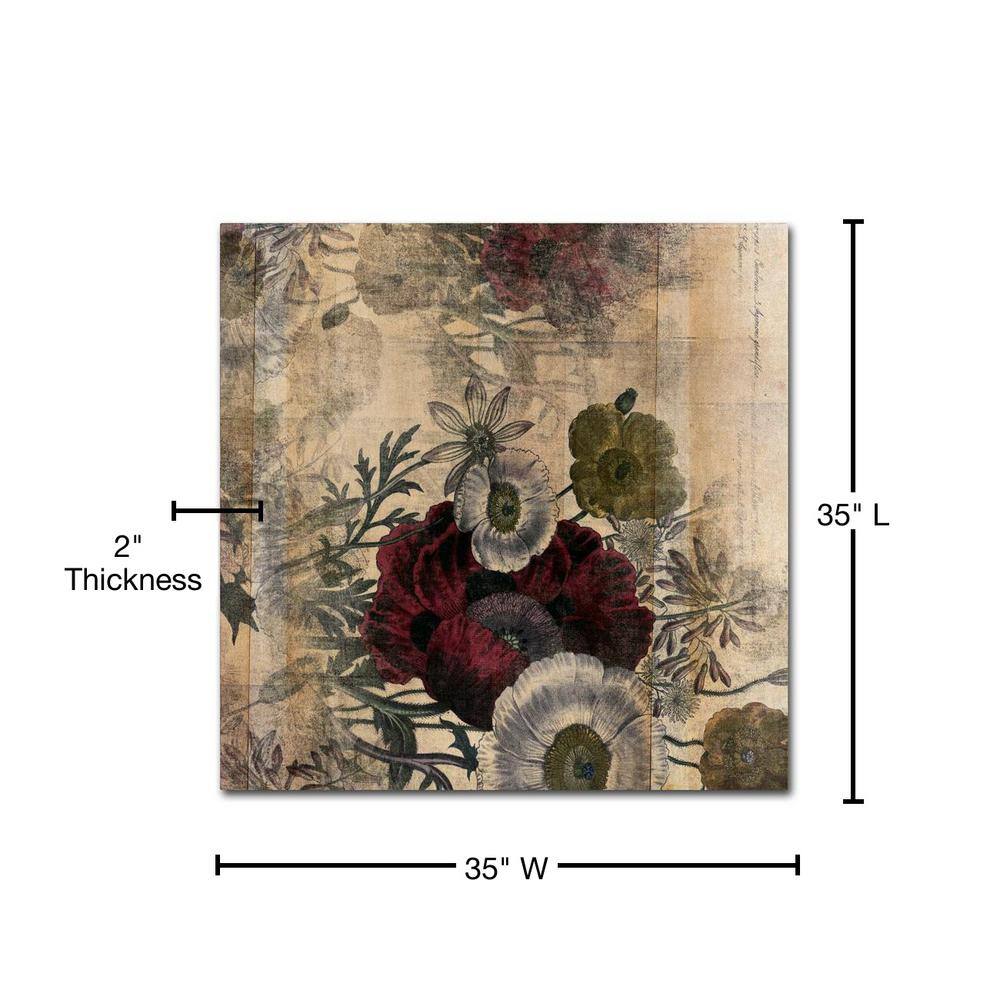 Large Burgundy and Green Floral Abstract Canvas Print