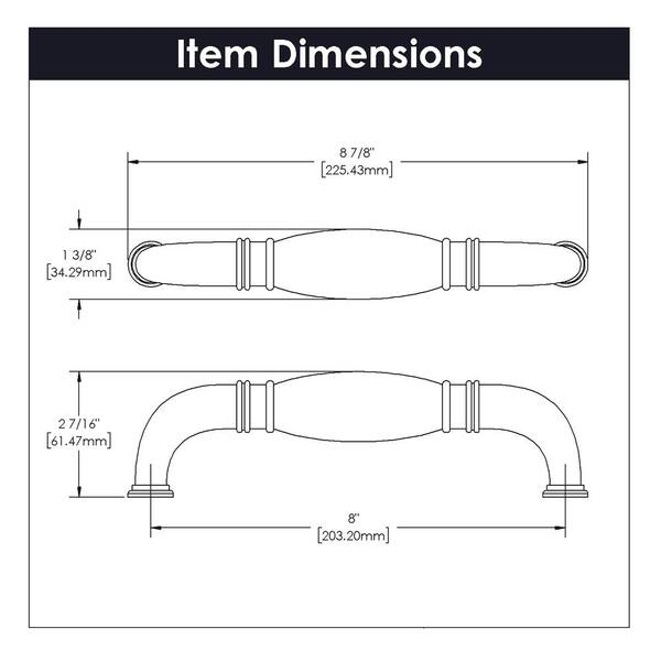 Williamsburg 8 in. (203 mm) Stainless Steel Appliance Pull (5-Pack)