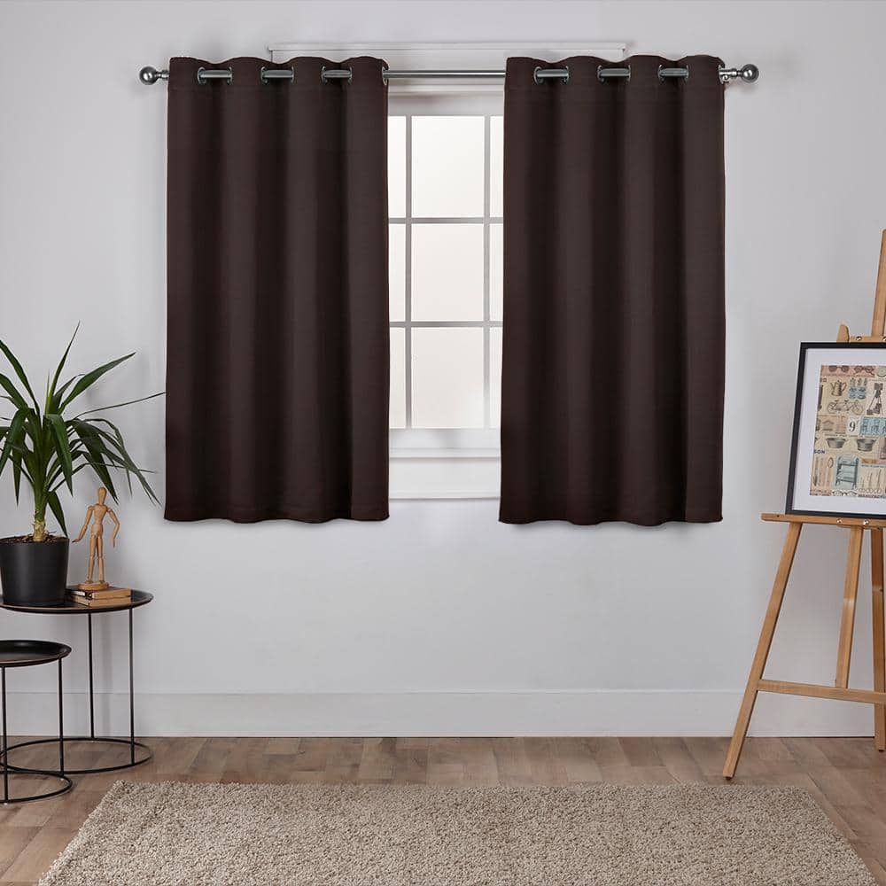 EXCLUSIVE HOME Sateen Espresso Solid Woven Room Darkening Grommet