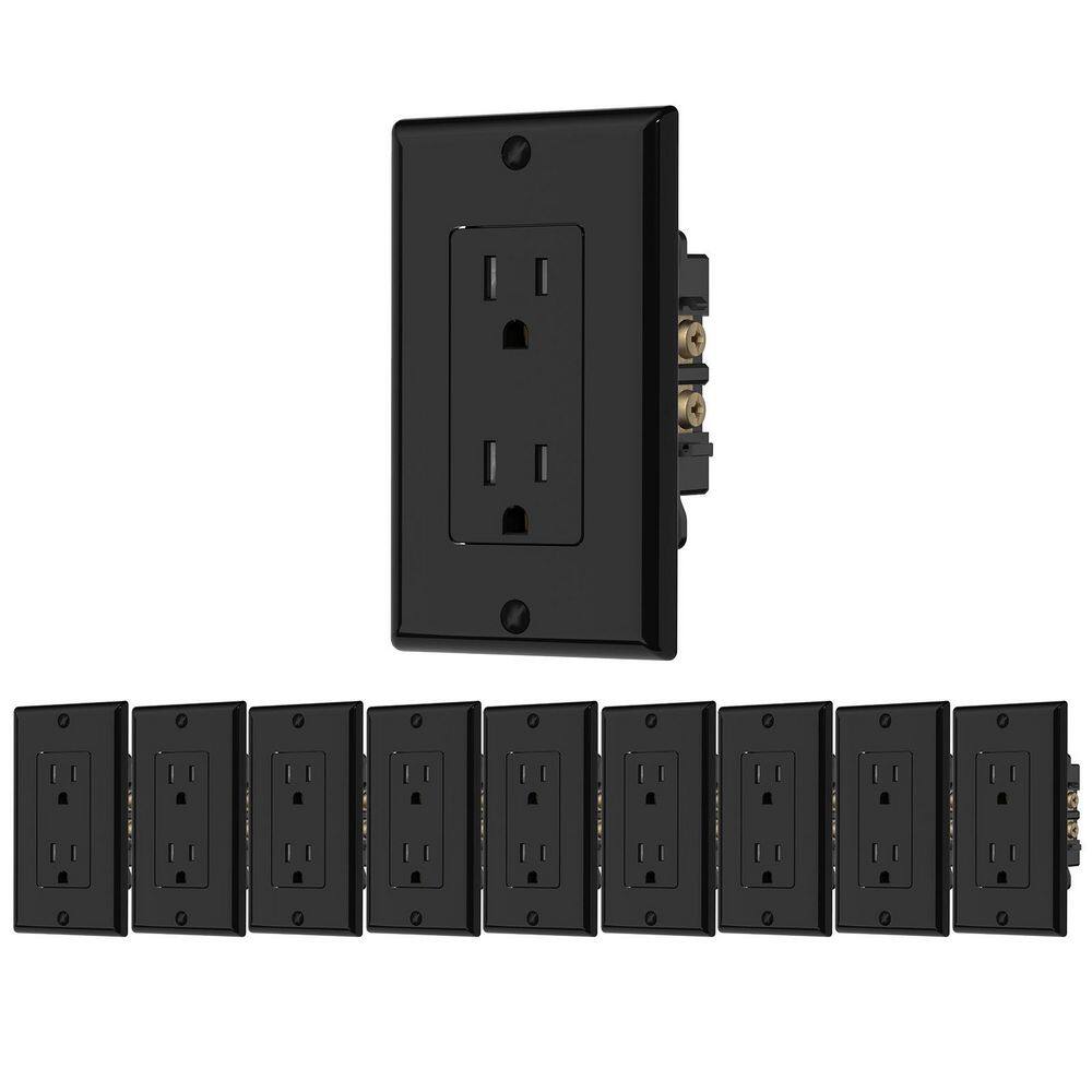 Decorative Receptacle 15A 125V 2P3W Grounding NEMA 5-15R Wall Socket UL Listed Black 10 Pack price history on PriceWatchPro