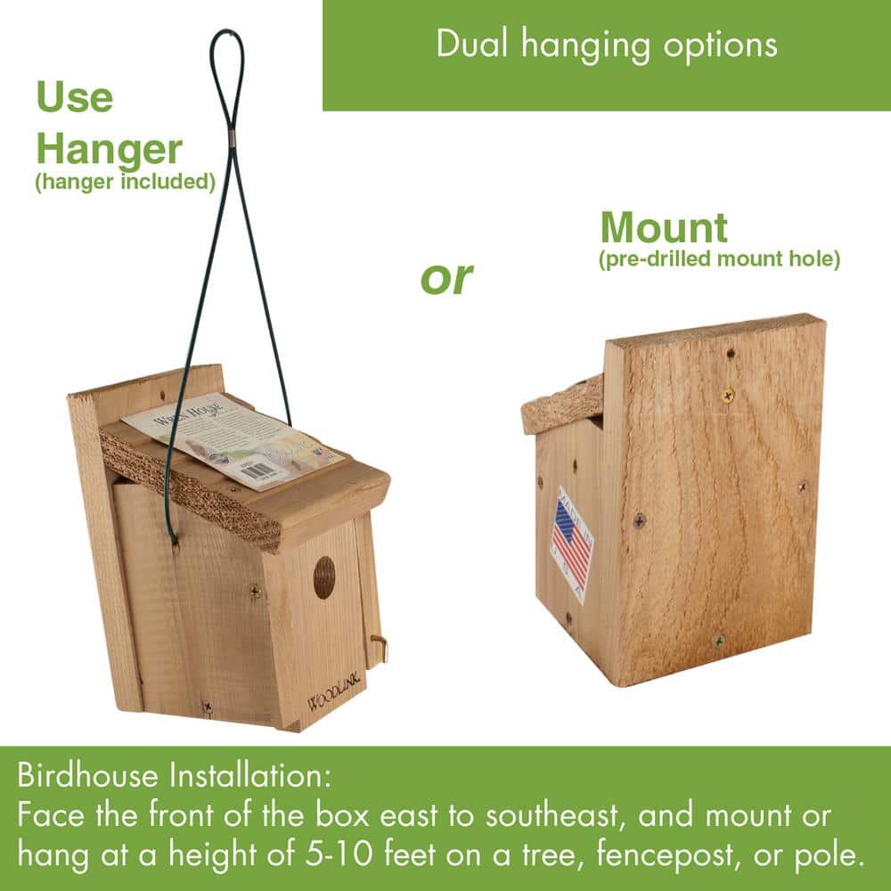 Natural Cedar Wren Birdhouse with Sloping Roof