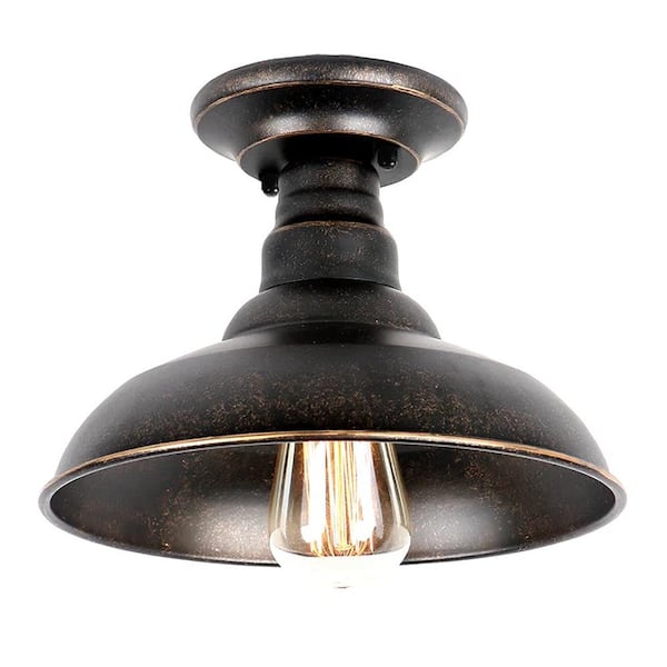 Unbranded Dave 10 in. 1 Light Bronze Semi-Flush Mount