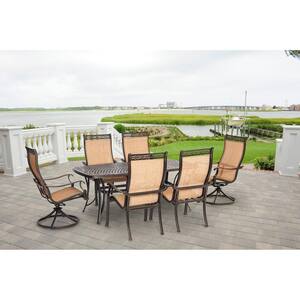 Somerset 7-Piece Aluminum Rectangular Outdoor Dining Set with 2 Swivels and Cast-Top Table