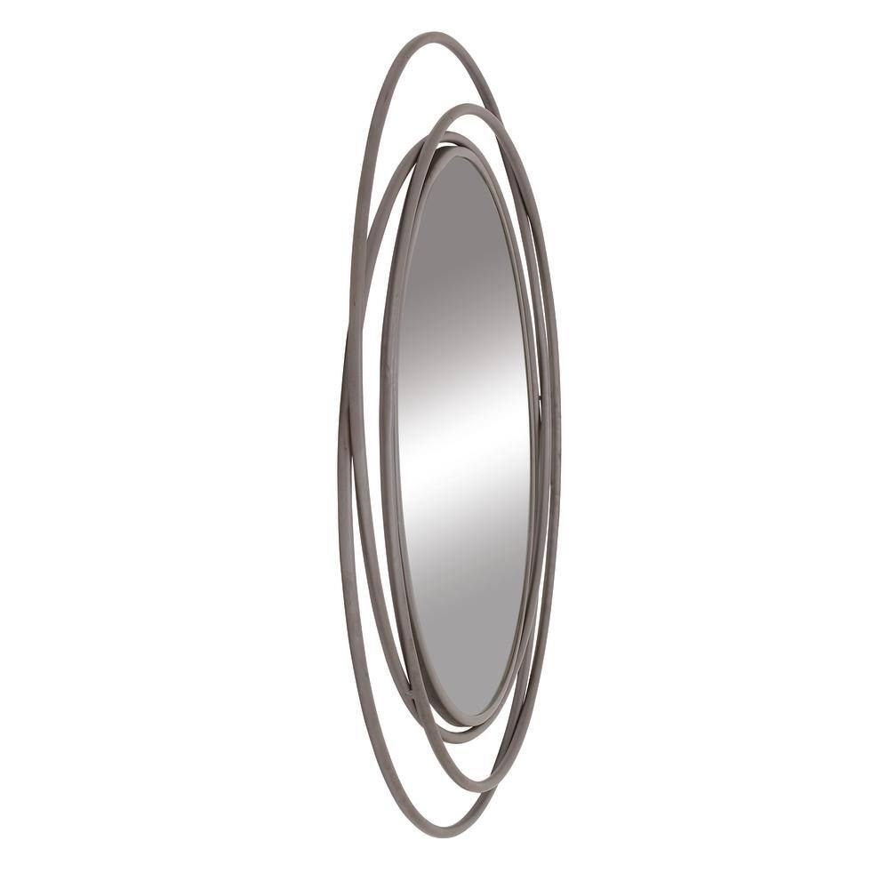 Elegant Overlapping Rings 42" Round Wood and Metal Wall Mirror