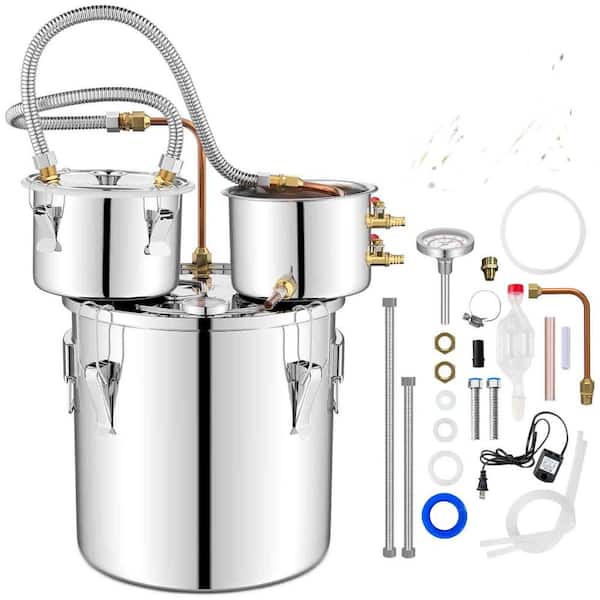 SEEUTEK Alcohol Still 5 gal. Stainless Steel Water Alcohol Distiller Home Brewing Kit Build-in Thermometer for DIY Wine