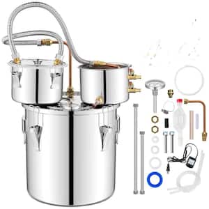 Alcohol Still 5 Gal. Stainless Steel Water Alcohol Distiller with Thermometer 3-Pots in Silver