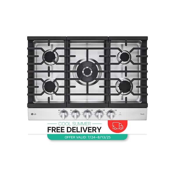 30 in. Smart Gas Cooktop in Stainless Steel with 5 Burners