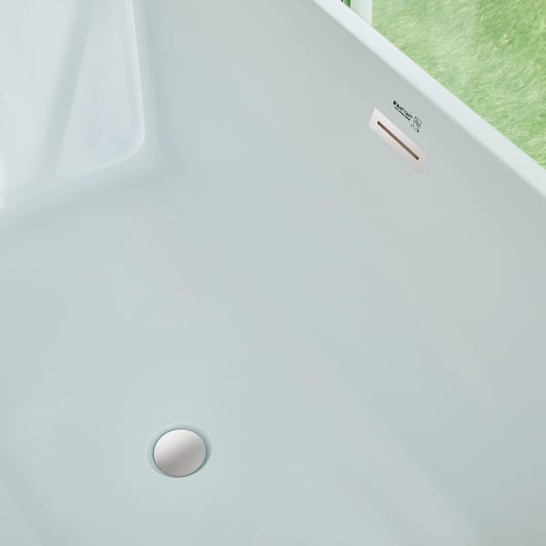 Vanity Art Talence 67 in. Acrylic Flatbottom Freestanding Bathtub in White/Polished Chrome
