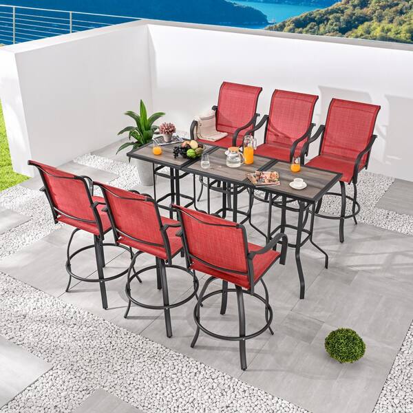 Patio Festival 9-Piece Metal Bar Height Outdoor Dining Set PF19032X3 ...