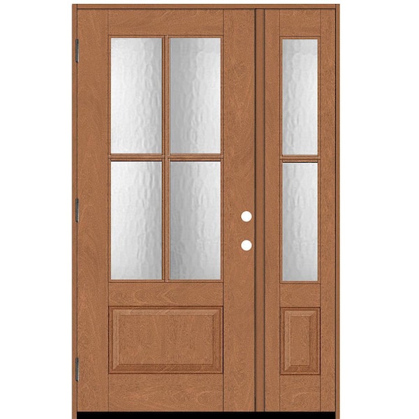 Steves & Sons Regency 53 in. x 80 in. 3/4Lite 4SDL Oasis Deco Glass RHOS Prefinish AutumnWht Fiberglass Prehung Front Door w/1_ 14inSL